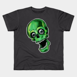 Green zombie halloween party skull Kids T-Shirt